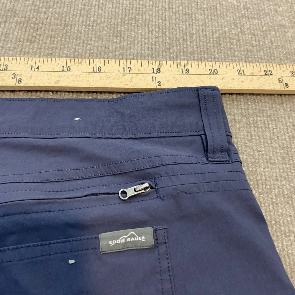 Eddie Bauer Pants Mens 40x32 Blue Nylon Stretch Hiking Outdoor Travel Zip Pocket